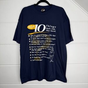 Vintage TSI Top 10 Things Dad's Wish They Heard Funny T Shirt Navy Large NEW